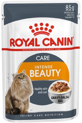 Упаковка влажного корма для взрослых кошек Royal Canin Intense Beauty in Gravy (12 шт по 85 г) 112961162 фото