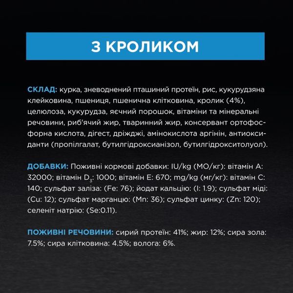 Сухий корм для стерилізованих кішок і котів Purina Pro Plan Sterilised Adult 1+ з кроликом - 1.5 кг 59052028 фото