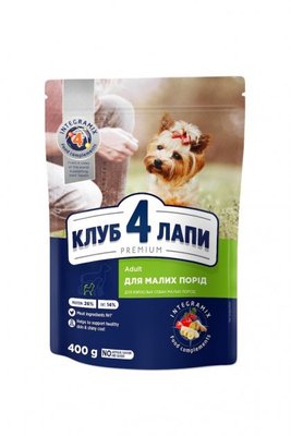 Сухой корм Club 4 Paws для взрослых собак Мелких пород с Курицей Премиум 400 г 350749827 фото